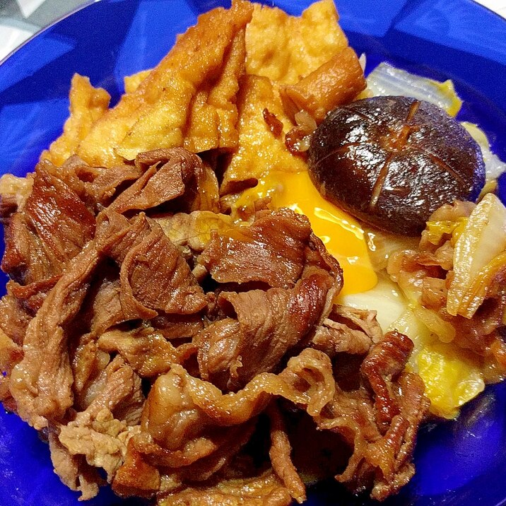 無水調理!牛肉と厚揚げの甘辛煮